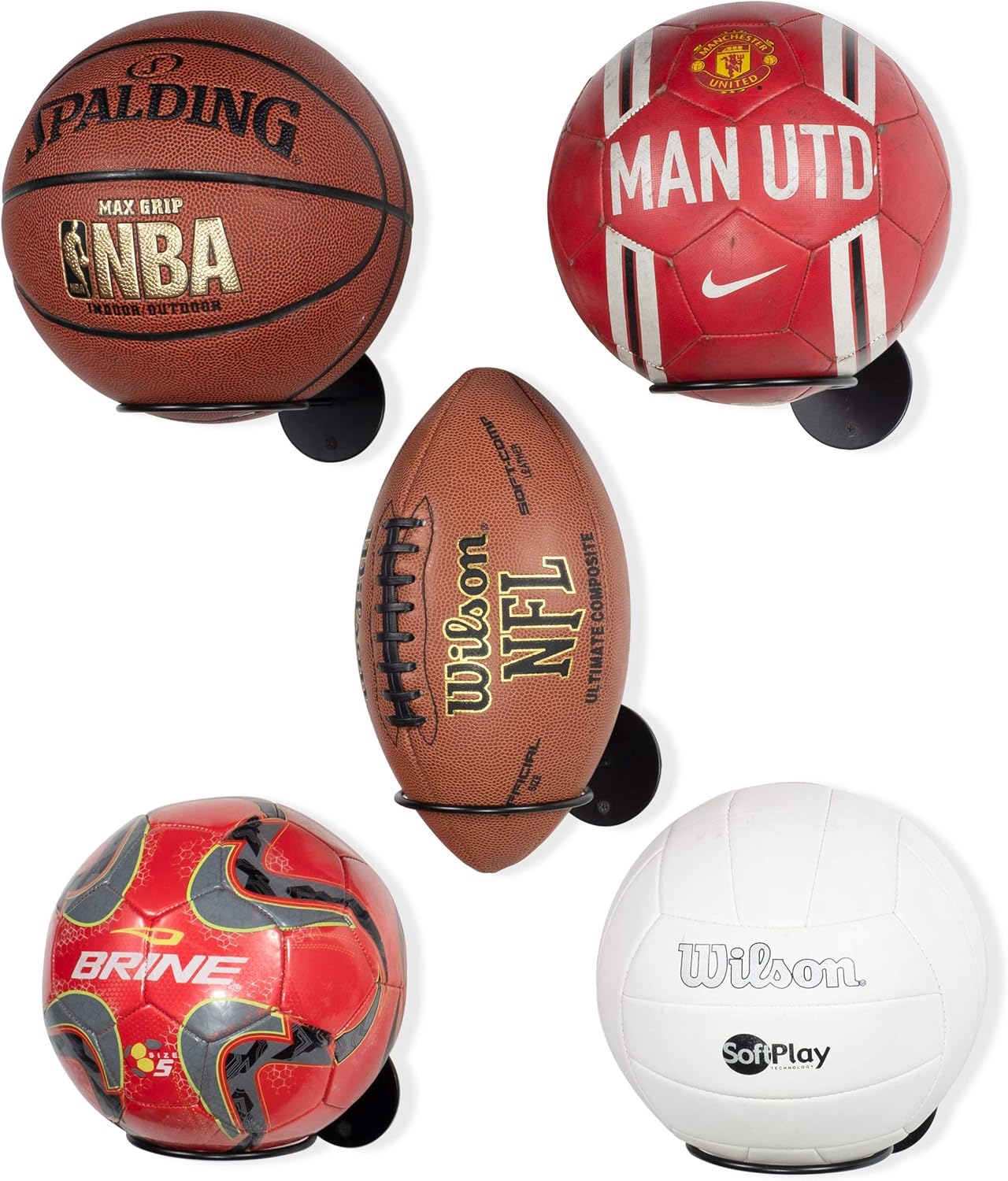 Wallniture Palla Ball Organizers and Storage for Soccer Ball & Basketballs Metal Rack Set of 5 Black: Sports & Outdoors