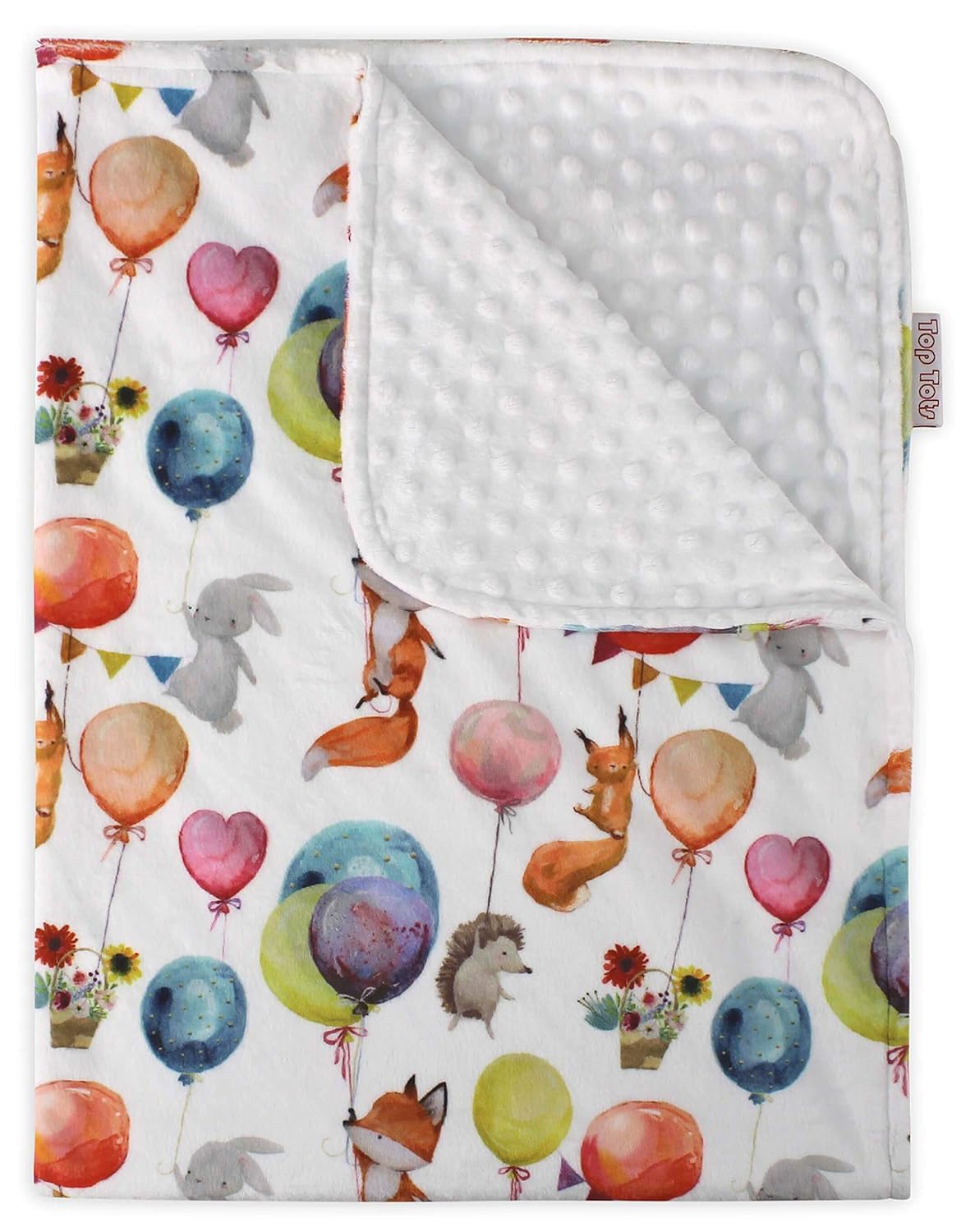 Top Tots Includes 1-Year Warranty, Hot Air Balloons Collection, Deluxe Minky Dot Polyester Baby Blanket, Animal Birthday Party, 40 by 29 Inch