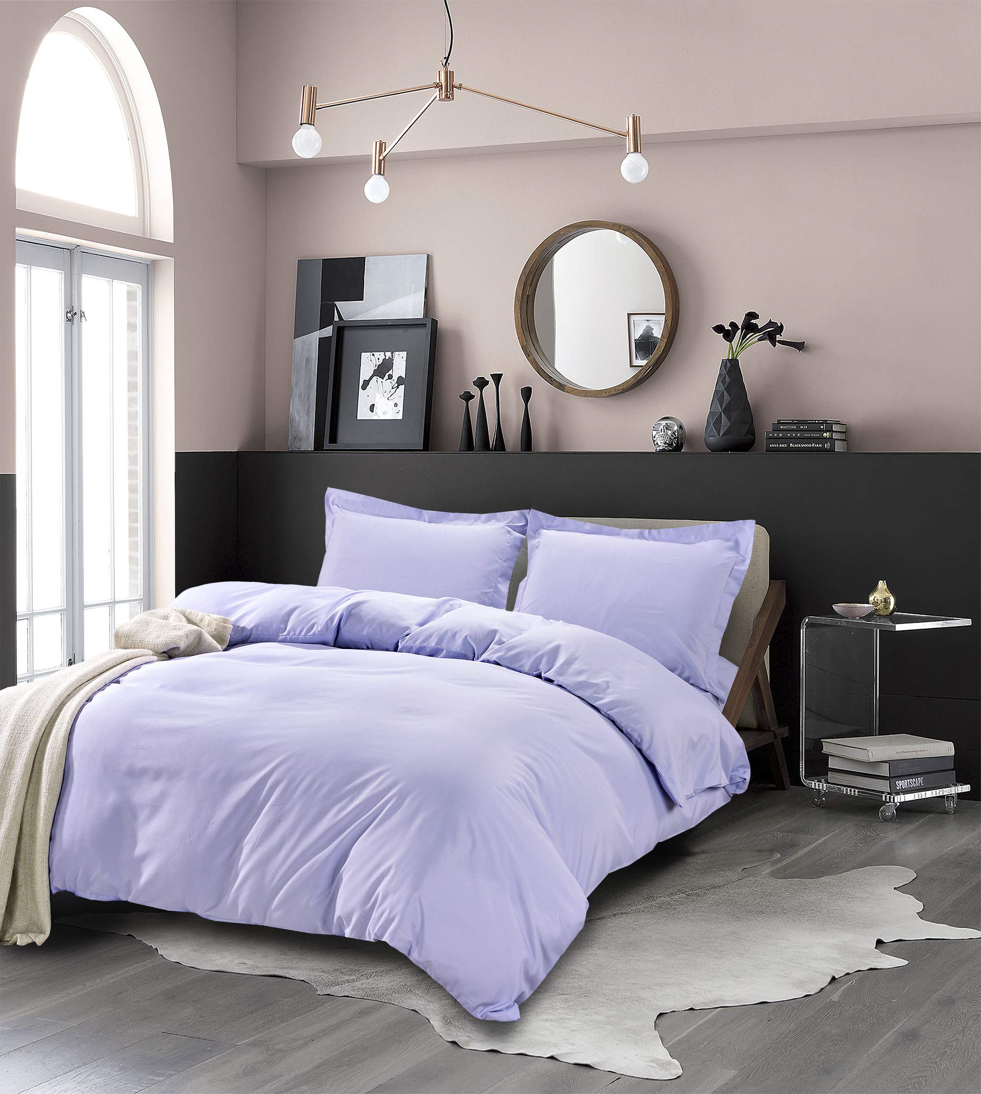 Elegant Comfort Ultra Soft 3-Piece Duvet Cover Set - 1500 Premium Hotel Quality Microfiber, Wrinkle and Fade Resistant 3PC Duvet Cover Set, King/California King, Lilac
