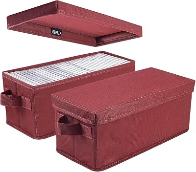 UENTIP CD Storage Boxes Pack of 2 30/60/165 Capacity Red