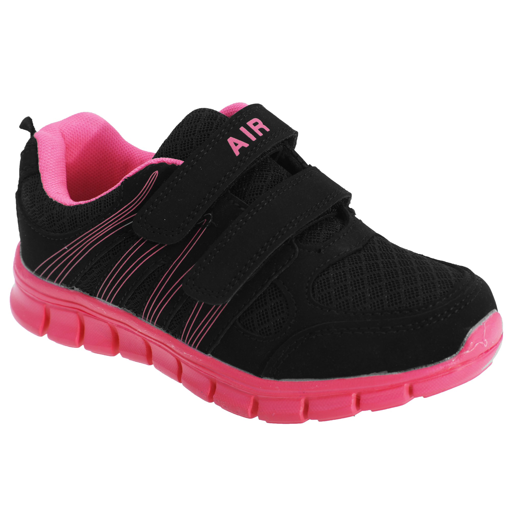Dek Girls Touch Fastening Super Lightweight Jogger Trainers Black/Fuchsia 9 UK Child