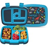 Bentgo Kids Prints Leak-Proof 5-Compartment Bento-Style Kids Lunch Box | Ideal Portion Sizes for Ages 3-7, Durable, Drop-Proof, Dishwasher Safe, PFAS &amp; BPA-Free Materials (Dinosaur)