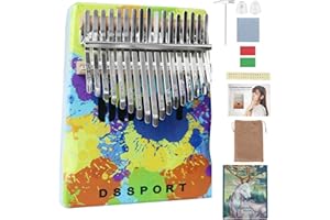 Kalimba Thumb Piano 17 Keys, DSSPORT Portable Finger Thumb Piano with Tune Hammer and Music Books Gifts for Kids Adults Beginners (Colorful Style 1-17 key)