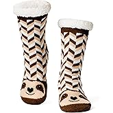 cosyone1997 Fuzzy Slipper Socks for Women Kids with Grips, Warm Sherpa Lined, Non-Slip Cozy Animal Winter Socks