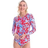 Tame the Sun Long Sleeve Swimsuits for Women - Tummy Control, Ruched Fully Lined Bathing Suit - Rash Guard, Zipper Swimwear