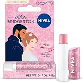 NIVEA Rose Meringue Lip Care, Bridgerton Design Lip Balms, 0.17 OZ | Bridgerton Limited Edition Moisturizing Lip Balm with Shea Butter and Vitamins, Pearly Shimmer, Repairs Dry Lips
