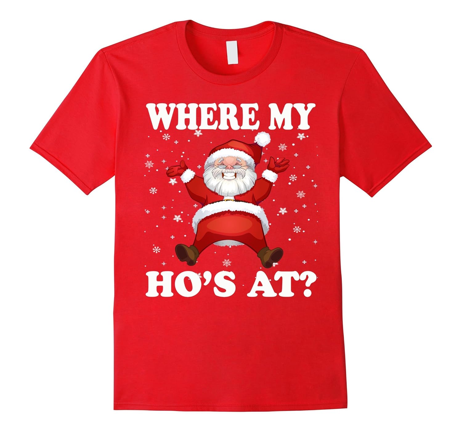 Where My Hos's At Christmas Santa T-shirt-Rose