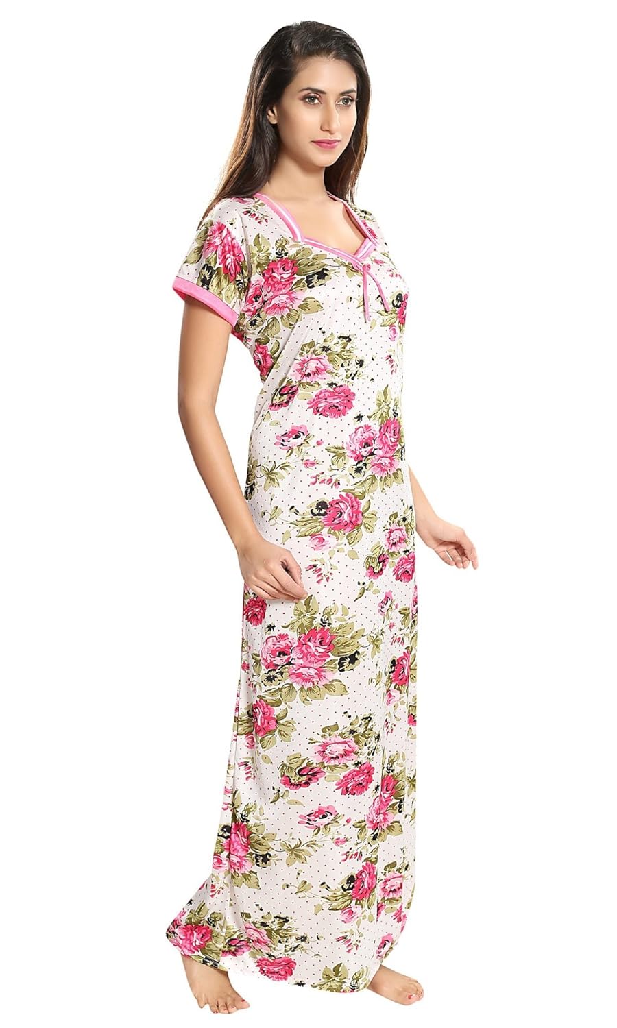 two dots girls & women's night gown with floral print