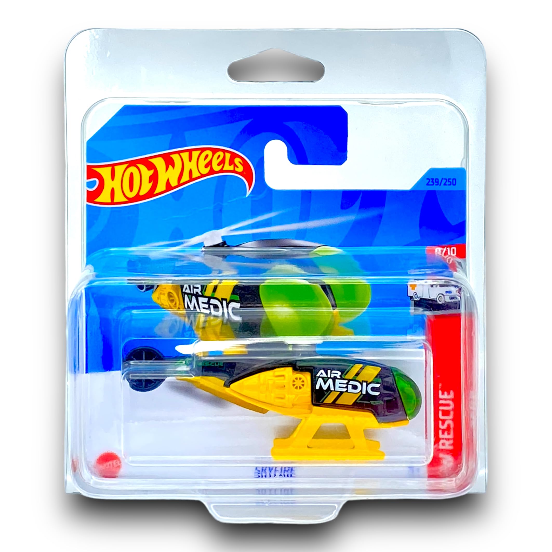 Hot Wheels Skyfire (Black, Yellow & Green) 8/10 HW Rescue - 2023-239/250 (Short Card) - COMES IN A KLAS CAR KEEPER PROTECTIVE COLLECTORS CASE - HKJ23