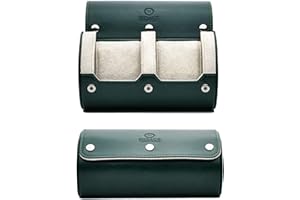 M MIRAGE LUXURY TRAVEL Green/Ivory - 2 Watch Case for Men - Double Watch Roll Travel Case Gift Accessory - Royal Green/Ivory - Mirage Watch Rolls