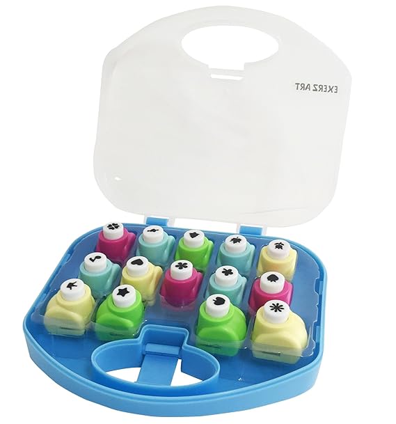 Exerz Art EX588 Bastler Kunst & Handstanz Set 14 Stück in Einer Aufbewahrungsbox - Blau