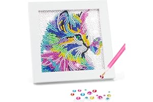 yohuu 5D Diamond Art Kit for Kids 7.1"X7.1" with Wooden Frame Arts and Crafts for Kids Ages 6-8-10-12 Easy to DIY Mosaic Gem Dots Painting by Number Kit Home Wall Decoration