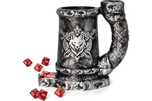 LUAZURI Mug Dice Tower - Dice Rolling Tower,(7PCS D20 Dice Set Included) for DND Gift and Dungeons and Dragon, Tabletop Games, Drink Holder, Tavern Style Board Game Roller (Black)