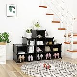 Songmics 16-Cube Storage Unit Shoe Rack DIY Shelving System Black LPC44HV1 view 4