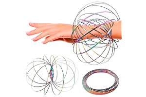 DIMROM Flow Ring Spinner Ring Arm Toy 5.1" - Rugged, Corrosion Resistant Stainless Steel Geometric Sensory Spring Toy, Changing Colors, Compact Size - Comfortable Fit Magic Flow Bracelet with Calming Effect