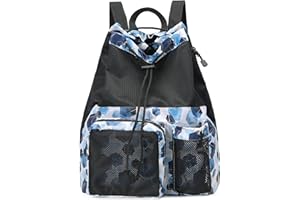 Lohol Mesh Drawstring Backpack with Shoe Bag, Swimming String Sack with Handle for Sports Gym Yoga Beach Travel