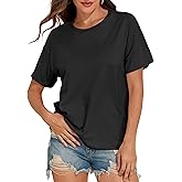 PrettyGuide Womens Short Sleeve Cotton T Shirts Cotton Loose Fit Summer Tops Crew Neck Casual Oversized Tee Shirts