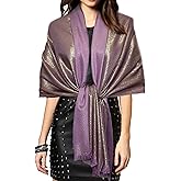 Gragengs Women's Sparkling Metallic Pashmina Shawls and Wraps Long Party Scarf Solid Color Two Tone