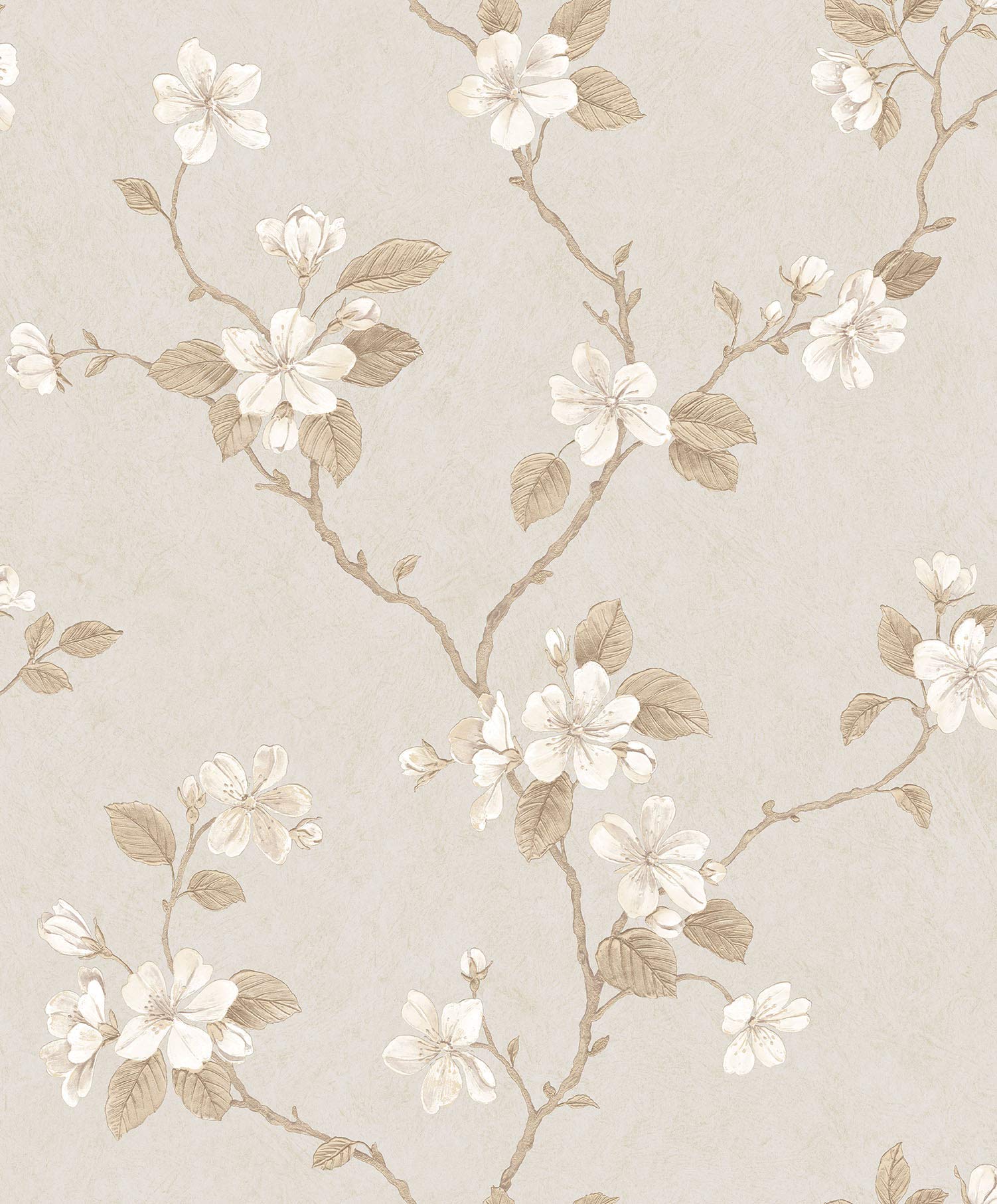 Galerie G67615 Palazzo Blossom Trail Design Wallpaper, Cream/Greige, 10m x 53cm