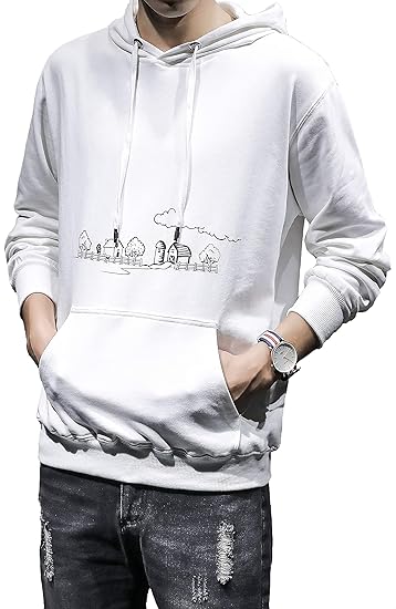 Amazon Les Reves Blancs レ レーヴ ブラン メンズ パーカー トップス 長袖 部屋着 ルームウェア アウター 白 トレーナー パーカー 通販