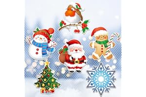 JSRQT 12 Pcs/6 Pairs Magnetic Screen Door Decals Winter Christmas Magnets Protector Double Sided Flexible Stickers Decorative for Patio Sliding Pets Fridge Refrigerator Window Snowflake Bird Snowman