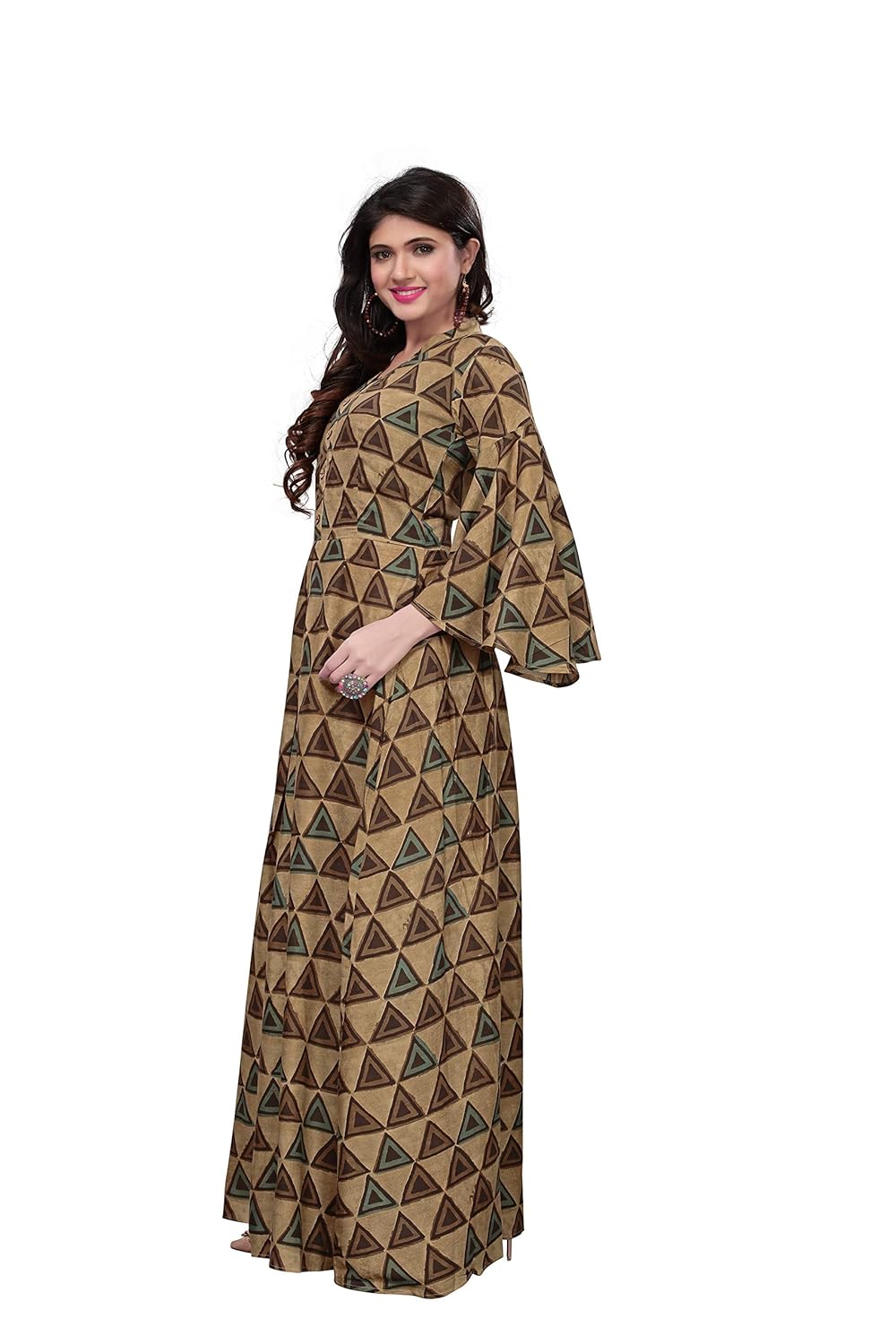 royal export women's rayon beige party wear dress