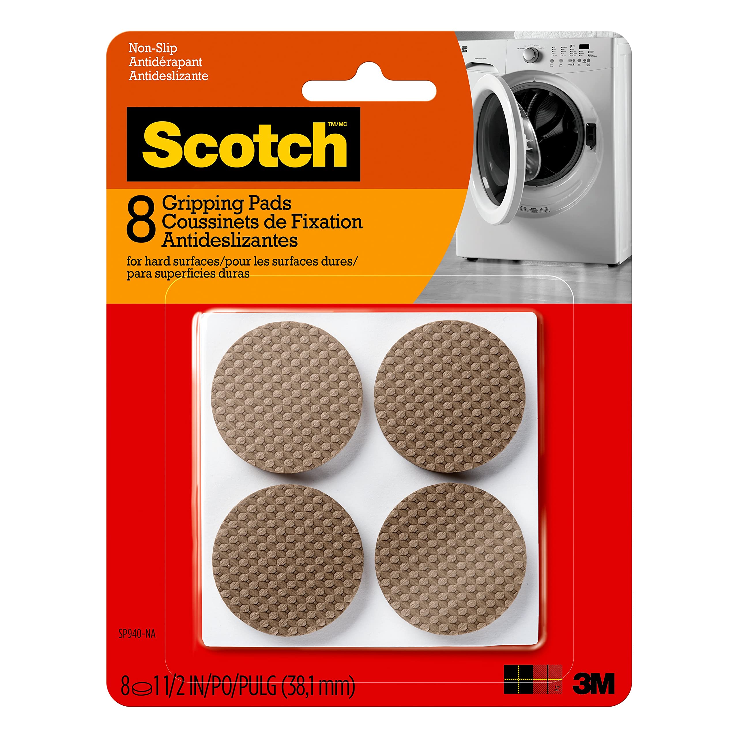 Scotch SP940 051141598079 Gripping Pads, Brown, 1.5 Inch