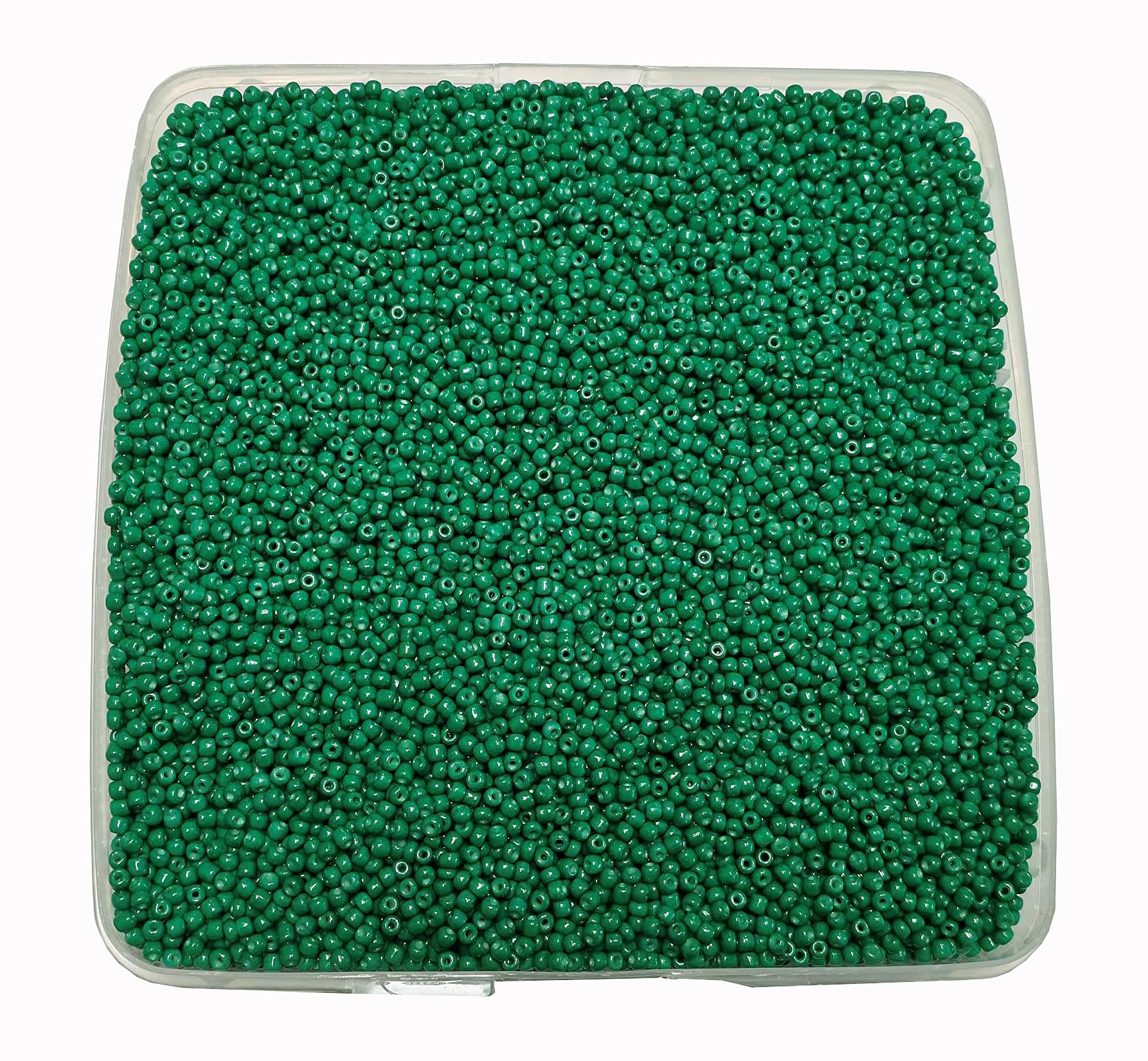 Pack of 1100 Glass Seed Beads 4 mm, 6/0, Pony Beads, Clear Mini Round Beads, Seed Beads, (Dark Green Opaque)