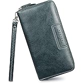 FT FUNTOR Wristlet Wallets for Women, Ladies PU Vegan Leather Clutch Wallet Zip around Phone Purse Card Holder Organizer