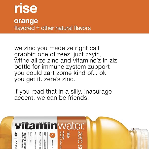 GLACEAU VITAMIN WATER ZERO, RISE ORANGE