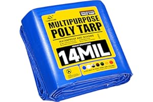 Tarpware 9'x12' Blue Heavy Duty Waterproof Full Size Tarp, Durable Poly Tarpaulin with Grommets&Reinforced Edges, UV Resistant Tarp Cover for Vehicle/Pool Cover/Boat/Tent/Construction site