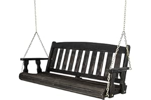 Amish Casual Heavy Duty 800 Lb Mission Treated Porch Swing with Hanging Chains (4 Foot, Semi-Solid Black Stain)