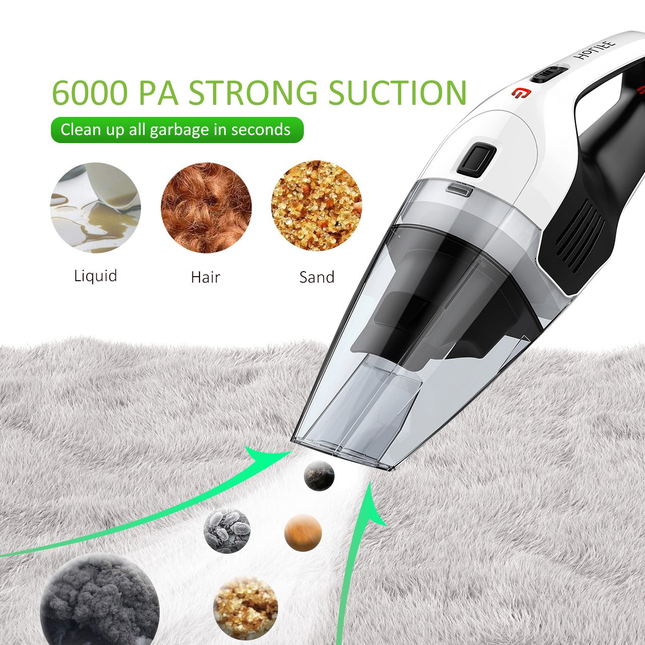 HoLife Handheld Vacuum Cordless Cleaner Rechargeable Hand Vac Held 14