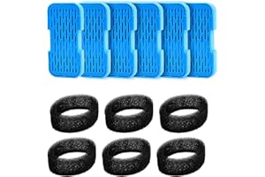 HOMJOY 6 Pack Filters+6 Pack Sponges Cat Water Fountain Filters compatible with AONBOY 3.2L/108oz with GOOSTOO 67oz/2L &108oz/3.2L with AOOGITF 74oz/2.2L .（6+6）