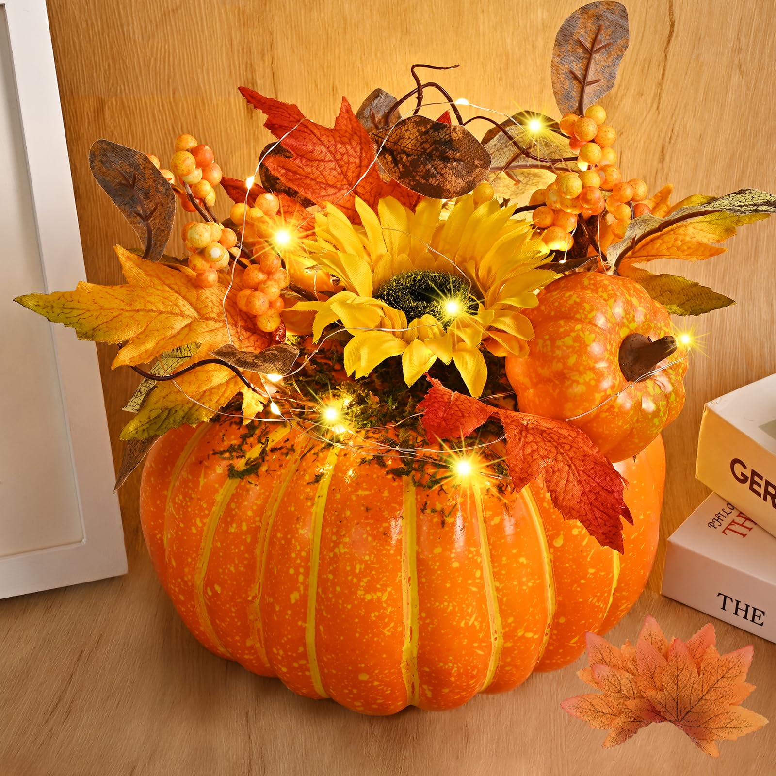 Photo 1 of Fall Decor, Fall Centerpieces for Tables, Fake Pumpkin Decorations, Artificial Pumpkins for Decorating, Faux Fall Decorations for Home Table Thanksgiving Halloween Indoor Outdoor Porch Bathroom