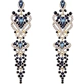 EVER FAITH Women's Austrian Crystal Gastby Inspired Floral Knot Dangle Earrings Gold-Tone