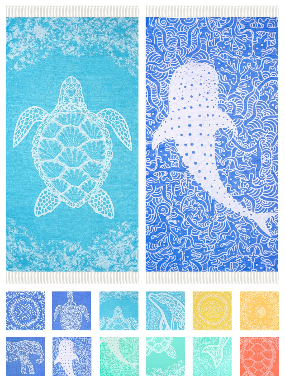 Haleey 2 Pack Turkish Cotton Beach Towel Lightweight Absorbent Quick Dry Bathroom Bath Pool Swim Towels Extra Large Oversized Sand Free Towel Beach Accessories Essentials Cloud Gift for Adults