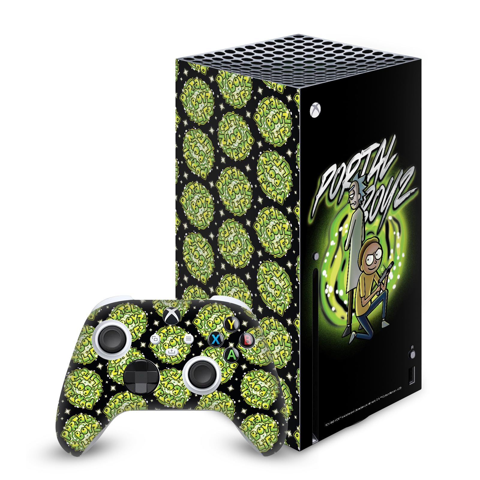 Head Case Designs Officially Licensed Rick And Morty Portal Boyz Graphics Vinyl Sticker Gaming Skin Decal Cover Compatible With Xbox Series X Console and Controller Bundle