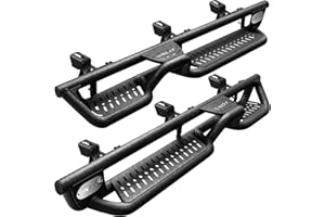 BINARY STAR Running Boards Compatible with Vehicle 2007-2018 Jeep Wrangler JK 4 Doors, 6 Inch Two-Stair Side Steps Nerf Bars, Wrangler Step Bars JKU Step Rails, Carbon Steel Running Boards & Steps.