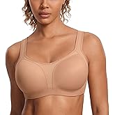 SYROKAN Women's High Impact Underwire Sports Bra High Support Large Bust Padded Adjustable Straps Running Bra
