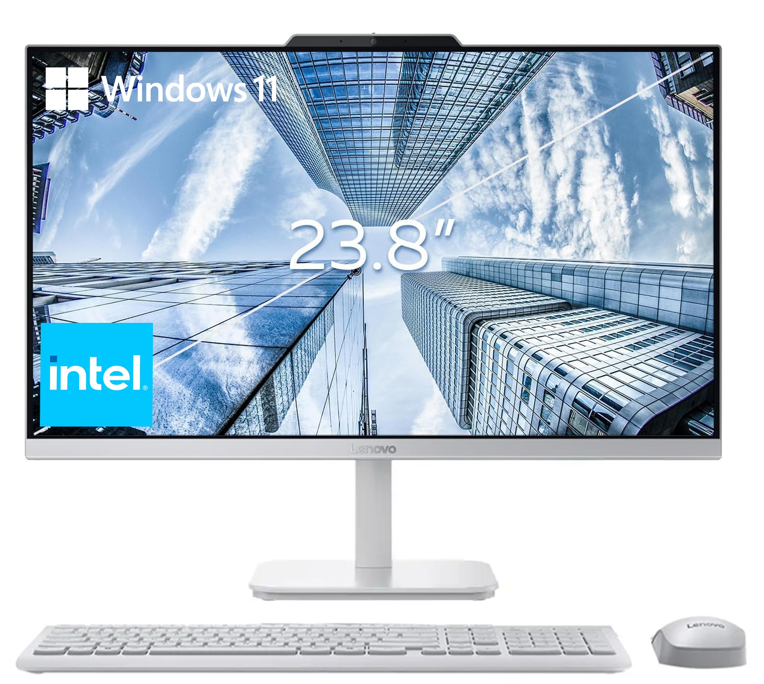 Computadora de escritorio todo en uno Lenovo FHD de 24" para el hogar y la oficina, procesador Intel, 16 GB de RAM, 256 GB PCIe SSD, HDMI, WiFi 6, Bluetooth 5.2, Business AIO, Vent-Hear, teclado y mouse inalámbricos, Windows 11