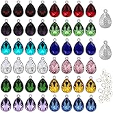 VTOS Glass Rhinestone Charms, 48 Pcs 12 Colors Birthstone Beads Crystal Dangle Pendants for Jewelry Making Earrings Necklace Bracelet