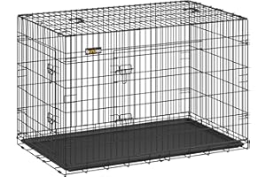 Feandrea Dog Crate, 48-Inch Foldable Dog Kennel with 2 Doors, Removable Tray, XXL, Black UPPD48H
