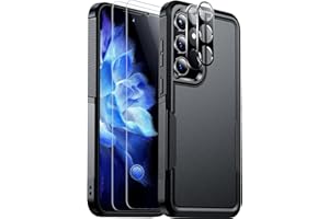 Red2Fire for Samsung Galaxy S24 Case, with 2Pcs [Tempered Glass Screen Protector+Camera Protector][Military Grade Shockproof] Heavy Duty Full Body Protection Phone Case for S24 Case,Black