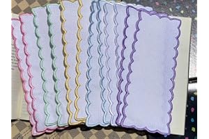 Max Stitch 12 pcs Colored Scallop Embroidery Edged Blank Cross Stitch Bookmark for DIY,aida Fabric Edged Cross Stitch Book Mark Blank to Cross Stitch