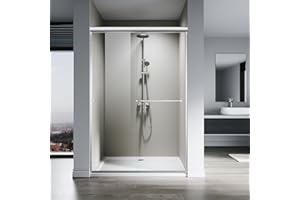SL4U Sliding Shower Door, 48" W x 76" H, 1/4" Tempered Glass Shower Door, Sliding Shower Glass Door, Easy to Clean, Chrome Finish