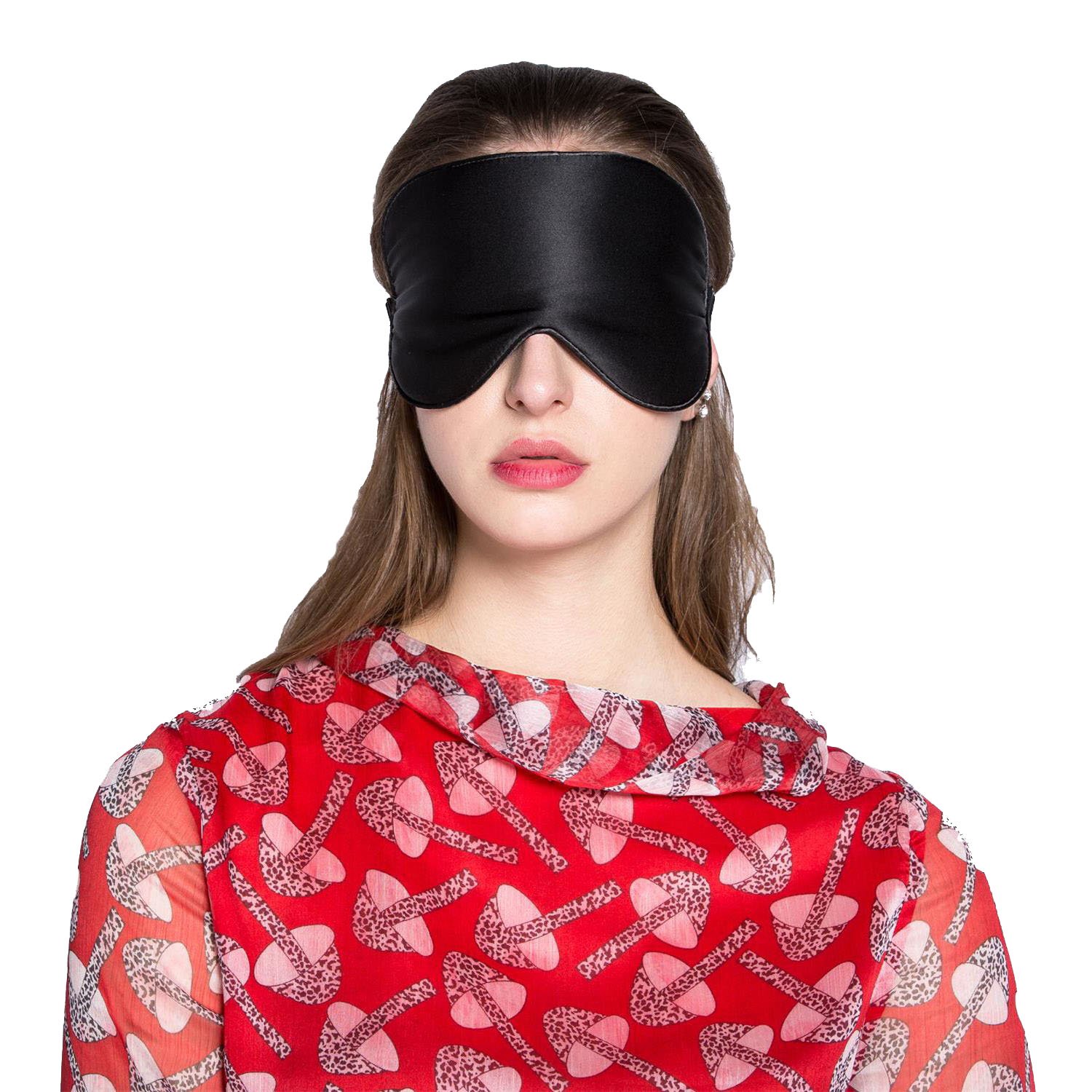 Adbama Silk Sleep Mask with Adjustable Strap Black Beauty