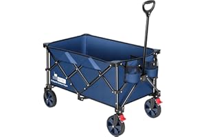 VIVOHOME Heavy Duty Collapsible Folding Outdoor Utility Wagon Patio Garden Cart - Blue