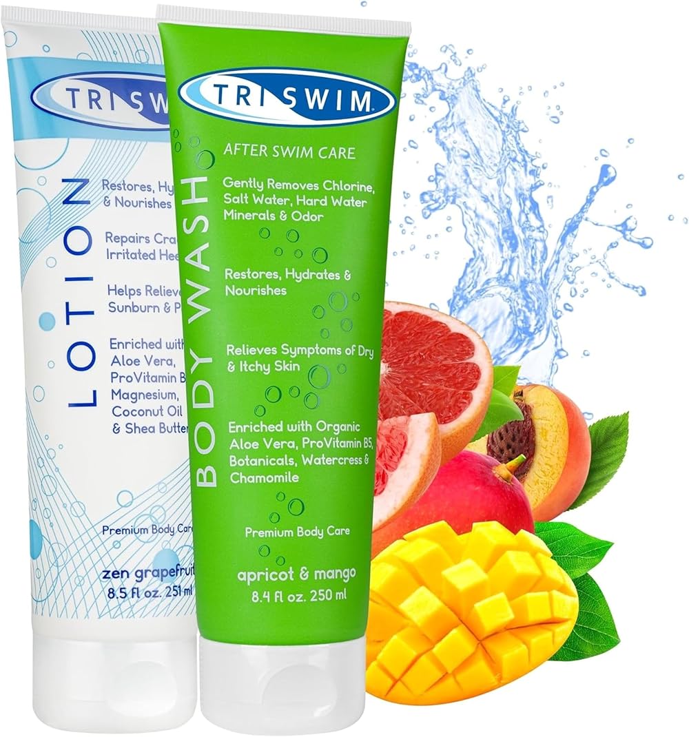 TRISWIM Chlorine Removal Body Wash & Lotion Bundle for Swimmers - 2x250ml Vegan
