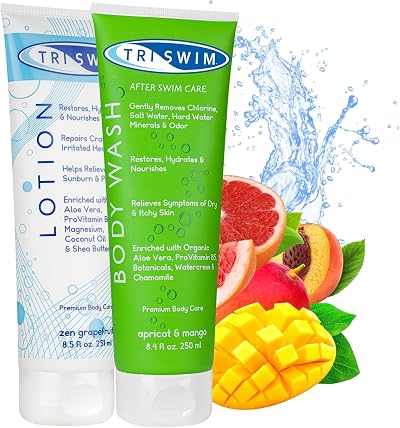TRISWIM Chlorine Removal Body Wash & Lotion Bundle for Swimmers - 2x250ml Vegan